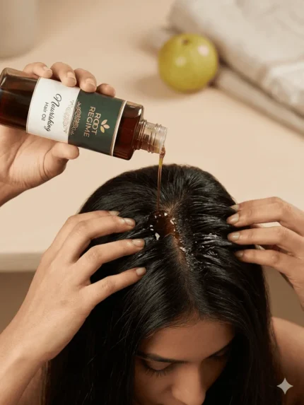 Organic Hair Oil Pouring